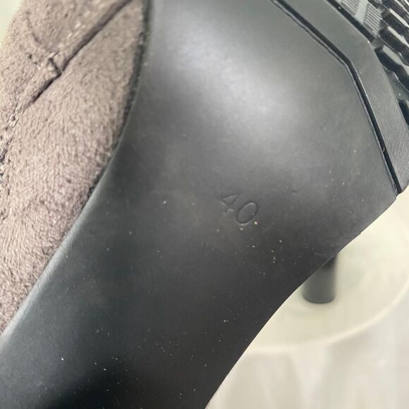 Witchy Whimsygoth Faux Suede Dark Light Gray Lace Up High Heel Boots US 9.5 - Picture 7 of 8